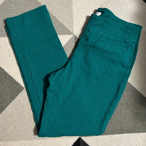 Crown & Ivy Teal Textured Print Pull-on Pants Women's Size 12 - Picture 1 of 9